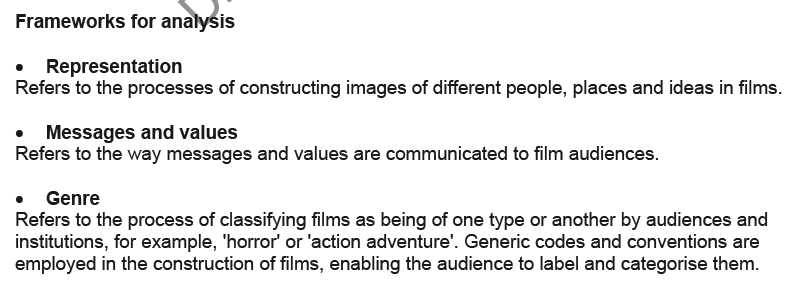 AS Film Studies 2012 2013 Textual Analysis MACRO Framework Definitions