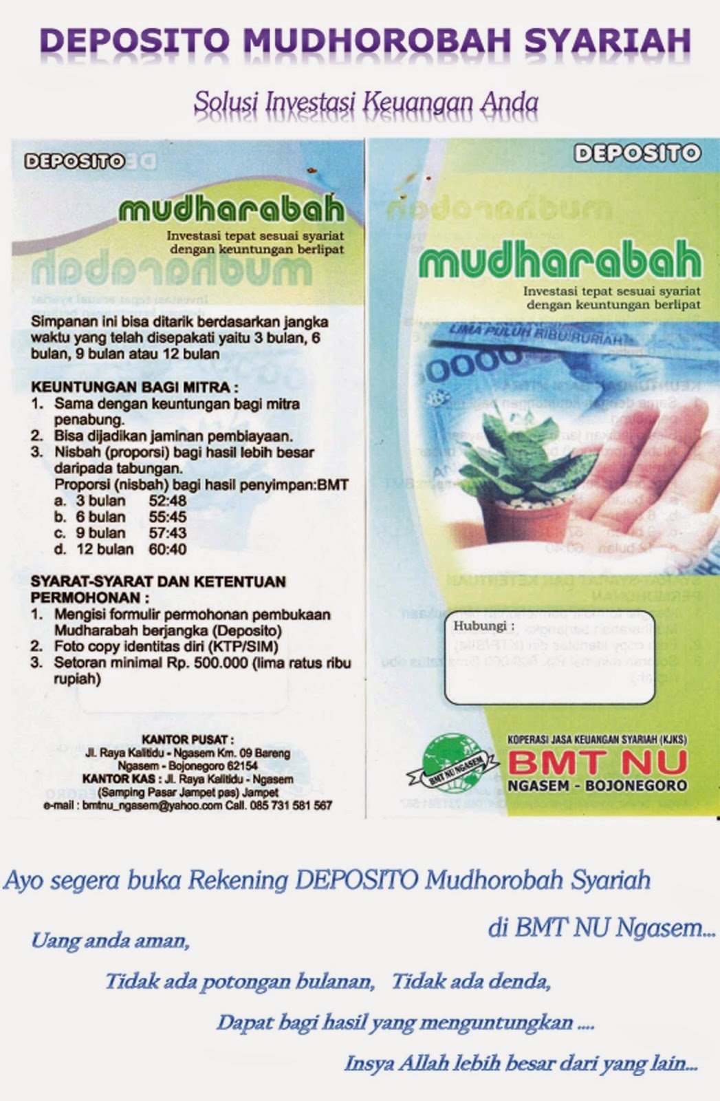 Contoh Bagi Hasil Deposito Mudhorobah Syariah ~ BMT NU 