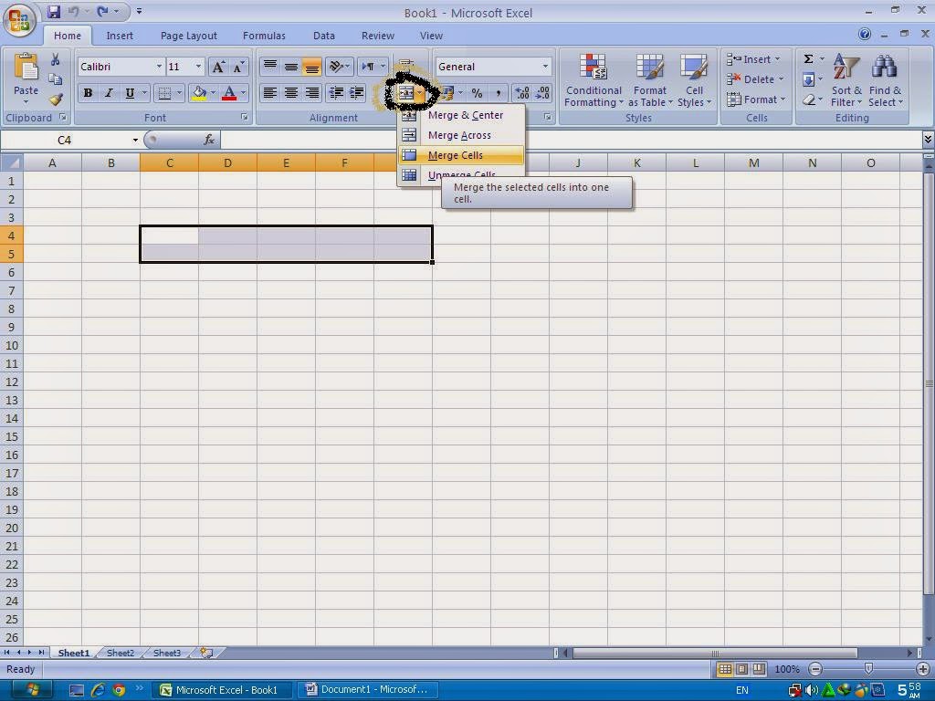 Cara Menggabungkan atau Menyatukan Kolom/cell Di Ms.Excel 2007 Lengkap