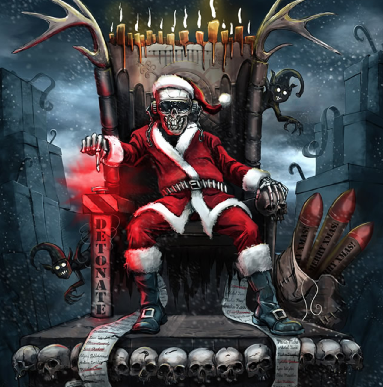 Новый год рокера. Новогодние рокеры. Новогодняя открытка в стиле рок. Новогодний метал. Дед мороз в стиле рок.