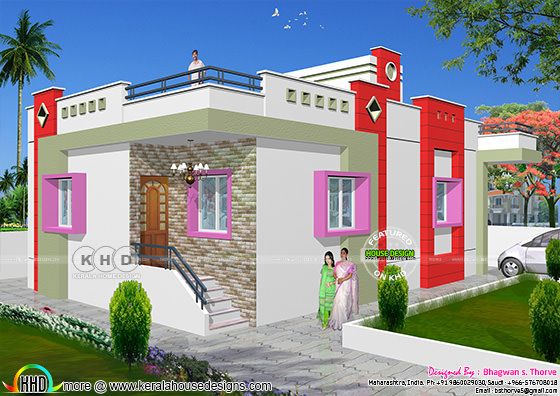 1 BHK low cost North Indian home design