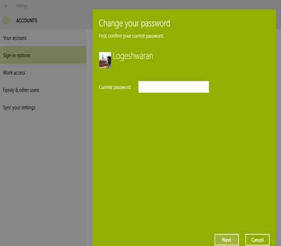 Logeshwaran.org: Change Password for User Account in Windows 10