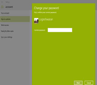 Change Password for User account in Windows 10