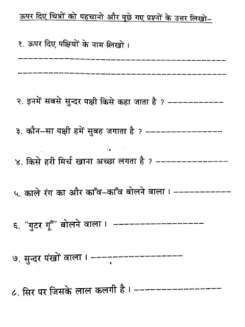 Hindi Grammar Work Sheet Collection for Classes 5,6, 7 & 8: Picture