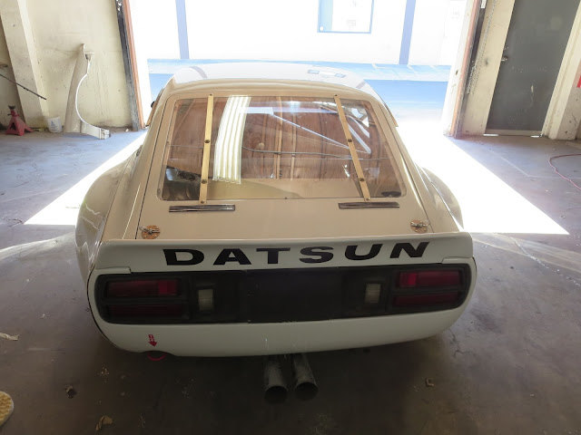 Larry Oka 1972 Datsun 240Z Race Car back at shop after 2015 Monterey Historic Races.