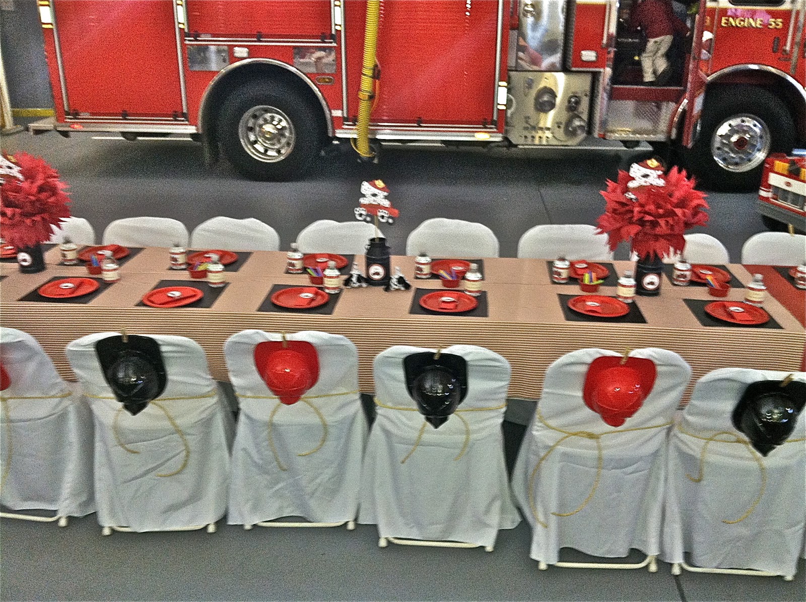 fire retirement firefighter department decorations centerpieces birthday fireman theme table dept blazin fighter parties hall themed backdrop jack planmeapartyinpa truck
