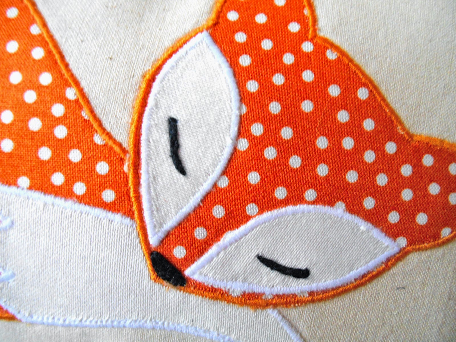 orange fox mini pillow applique design