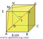 Diketahui kubus abcd efgh dengan rusuk 4 cm p. tengah eh tentukan jarak titik p ke garis cf