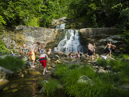 Cooling off in the waterfalls at Kent Falls State Park, Kent CT