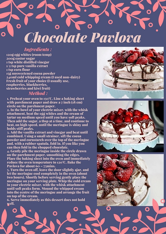 SHC COLD DESSERT RECIPES CHOCOLATE PAVLOVA RECIPE