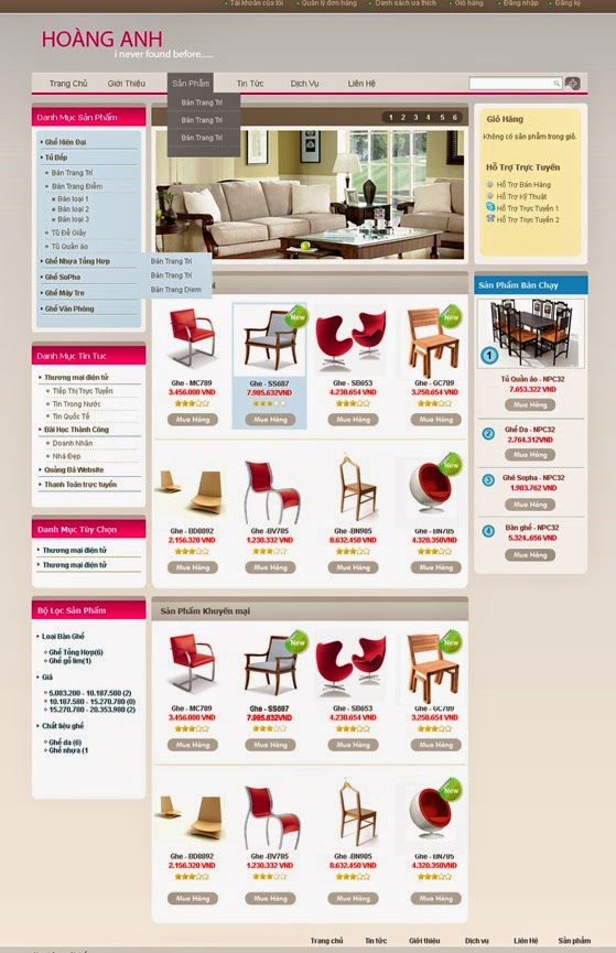 thiết kế web bán hàng bàn ghế giá rẻ