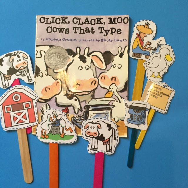 Cows That Type Puppet Sticks for Story Retelling Preschool Printables