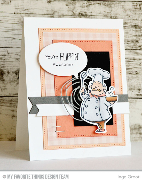 Flippin’ Awesome Card by Inge Groot featuring the Birdie Brown Recipe for Happiness stamp set and Die-namics, and the Photo Booth Props, Fishtail Flags STAX, and Lisa Johnson Designs Scribbles Die-namics #mftstamps