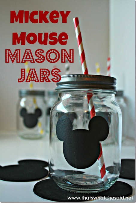 Disney Wedding Inspiration: Mickey Mouse Mason Jars with Chalkboard Labels by That's What Che Said