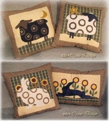 Country Friends A collection of 4 wool applique pillows