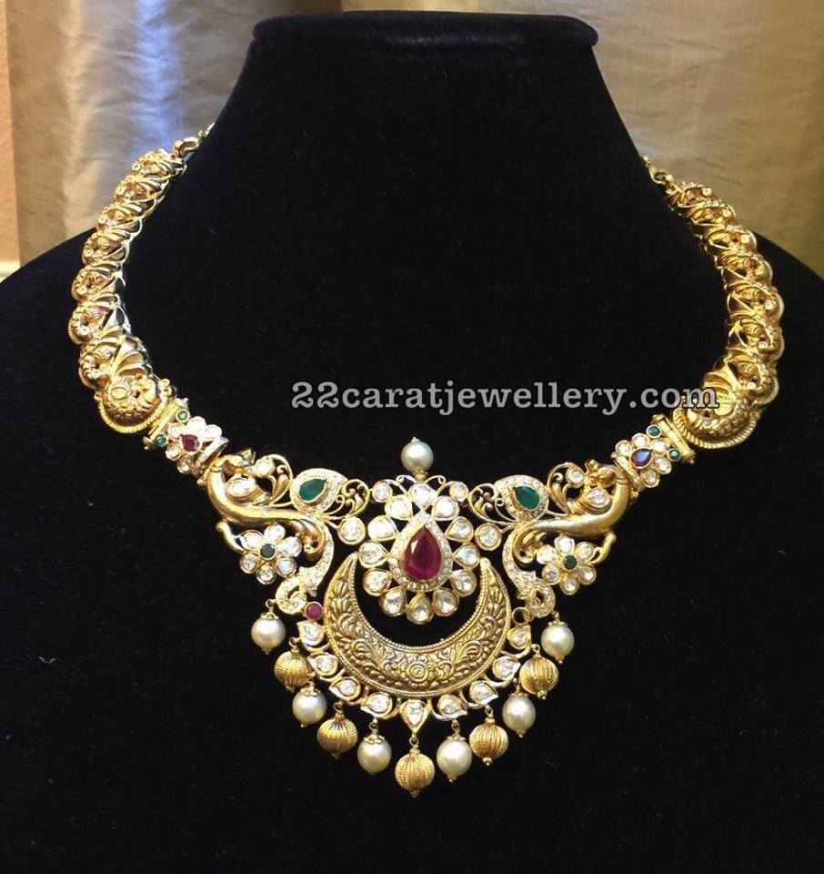 Peacock Kante Chandbali Pendant by Moksha Diamonds - Jewellery Designs