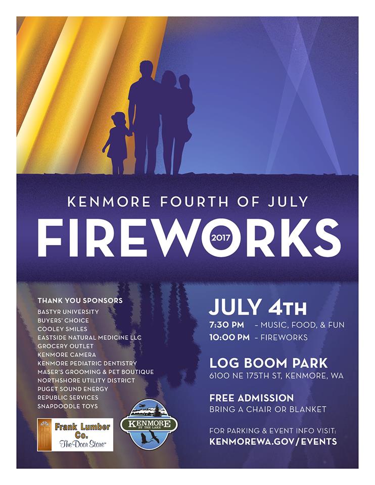 Shoreline Area News Kenmore Fireworks At Log Boom Park