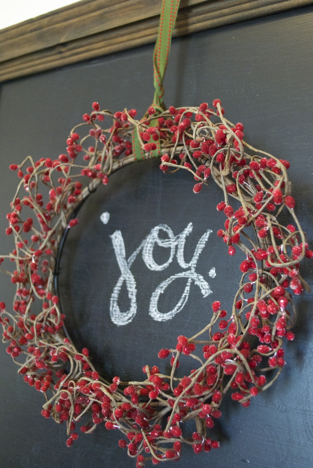 Christmas Wreath On Chalkboard as for me and my house
