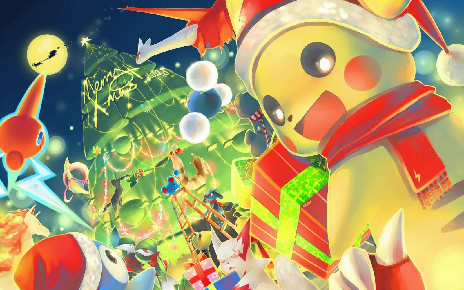 Pikachu and Other Pokemon Christmas Holiday