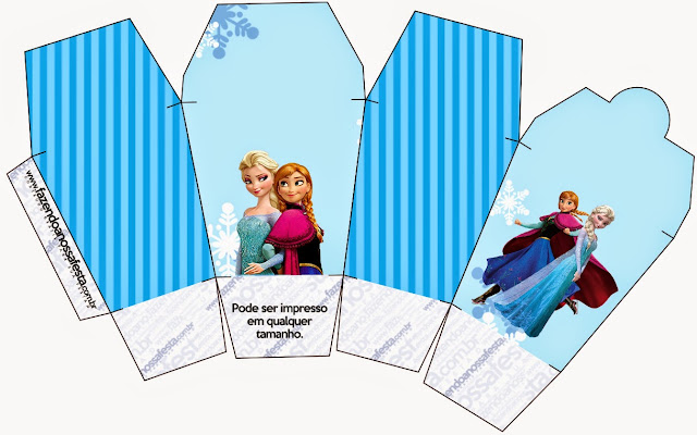 Frozen en Navidad Azul: Cajas para Imprimir Gratis. Caja tipo "de comida china"de Frozen en Navidad Azul.