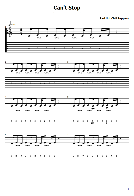 Red Hot Chili Peppers - Can't Stop Free Guitar Tabs and Sheet Music) (...