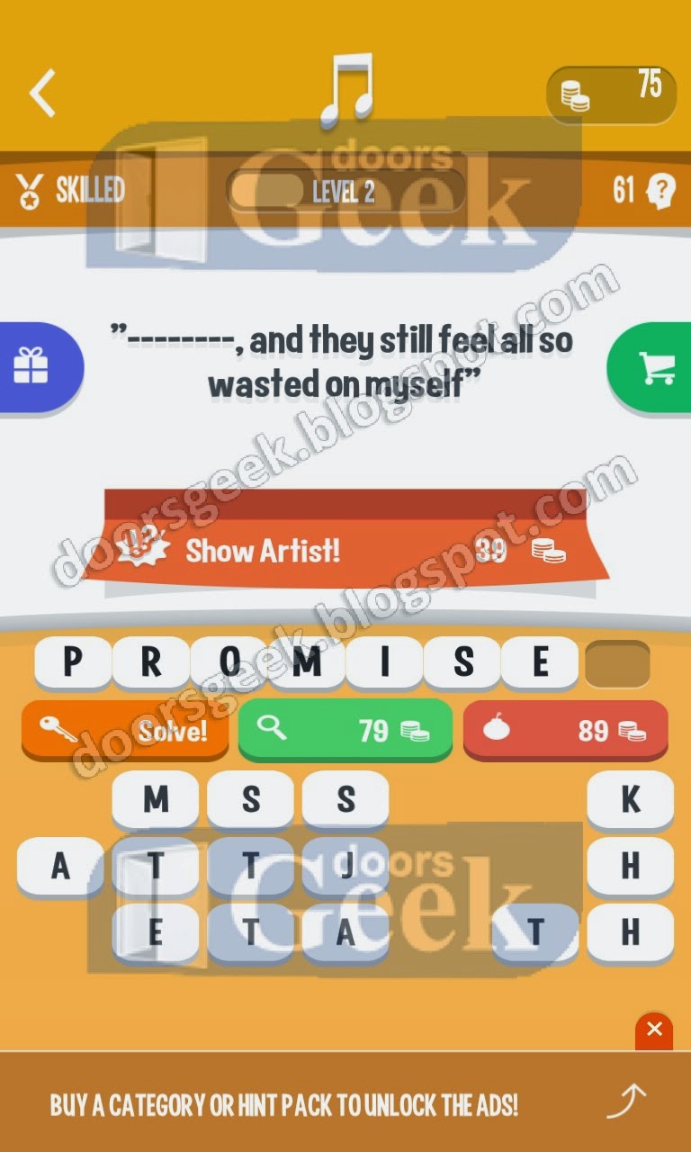 Song Quiz [Skilled] Level 2 Answer Doors Geek