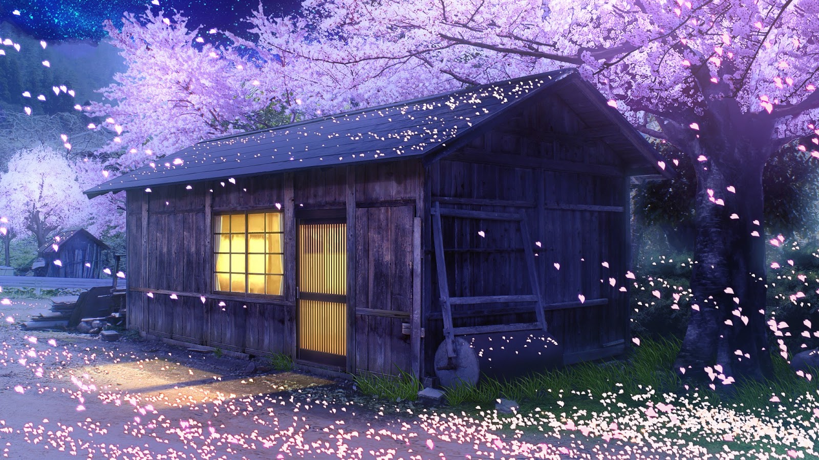 Anime Landscape: Farm Full of Cherry Blossom (Anime Background)