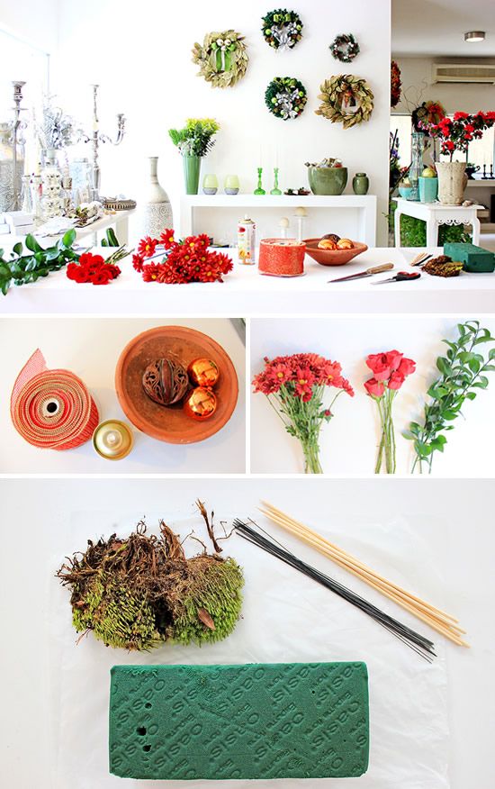 Eu Amo Artesanato: Arranjo de natal com flores para decoração da mesa