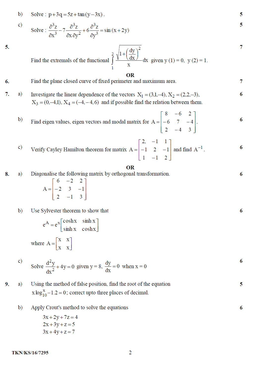 RTMNU 3rd Semester B.E Civil Mathematics III 2016 Question Paper