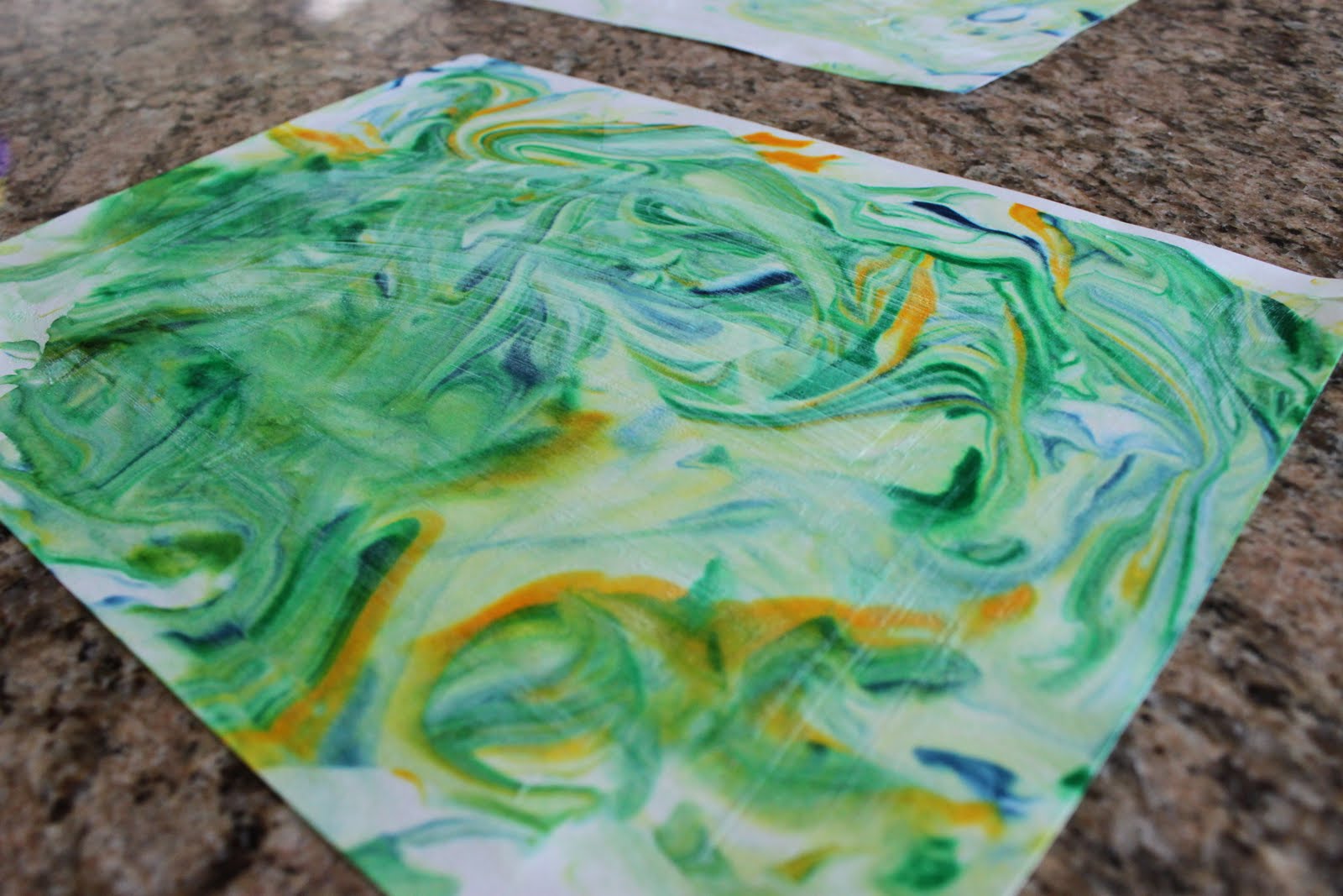 Playing House Toddler Art Marble Painting with Shaving Cream