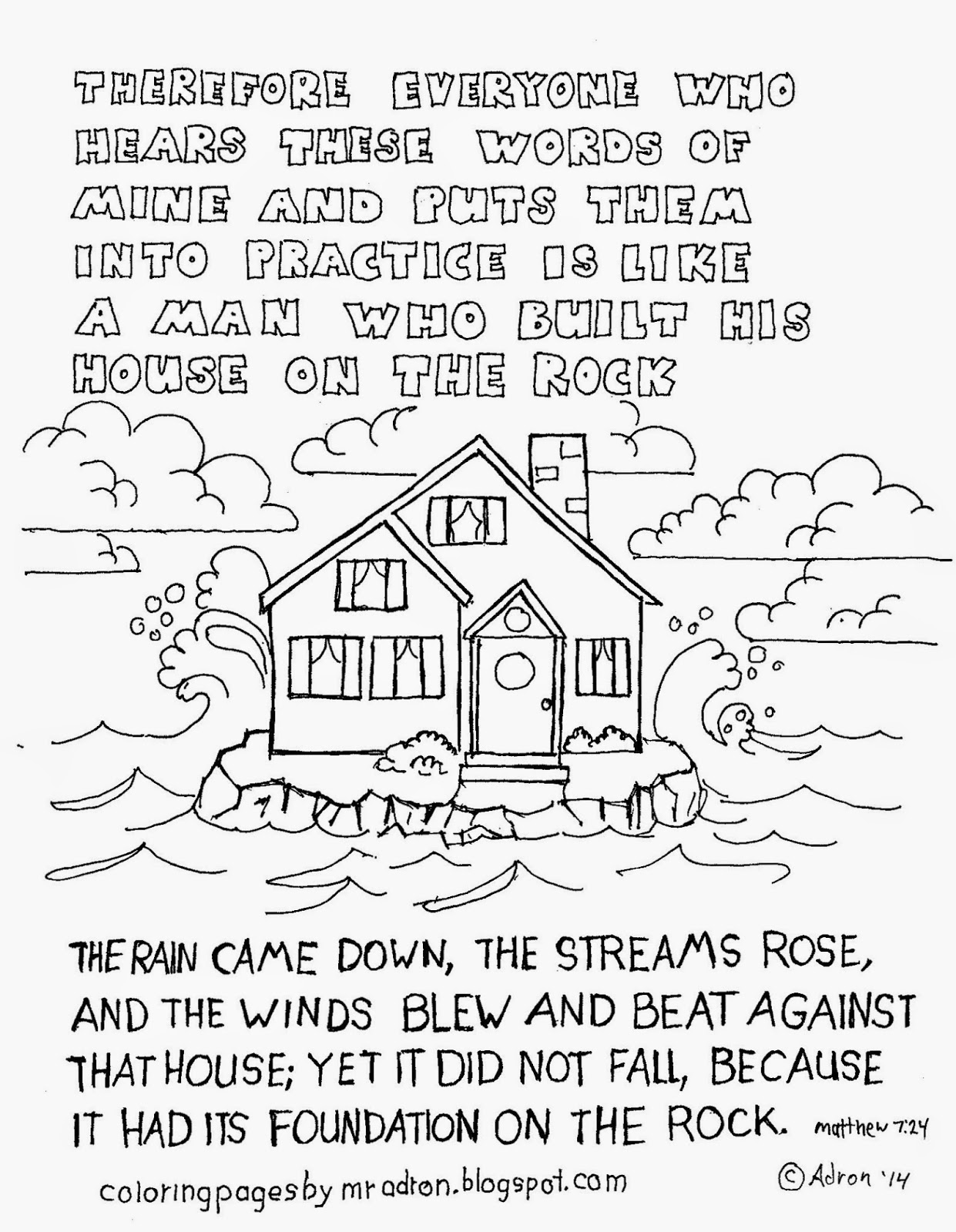 Coloring Pages for Kids by Mr. Adron: Matthew 7:24, The ... Coloring Pages for Kids by Mr. Adron: Matthew 7:24, The ...