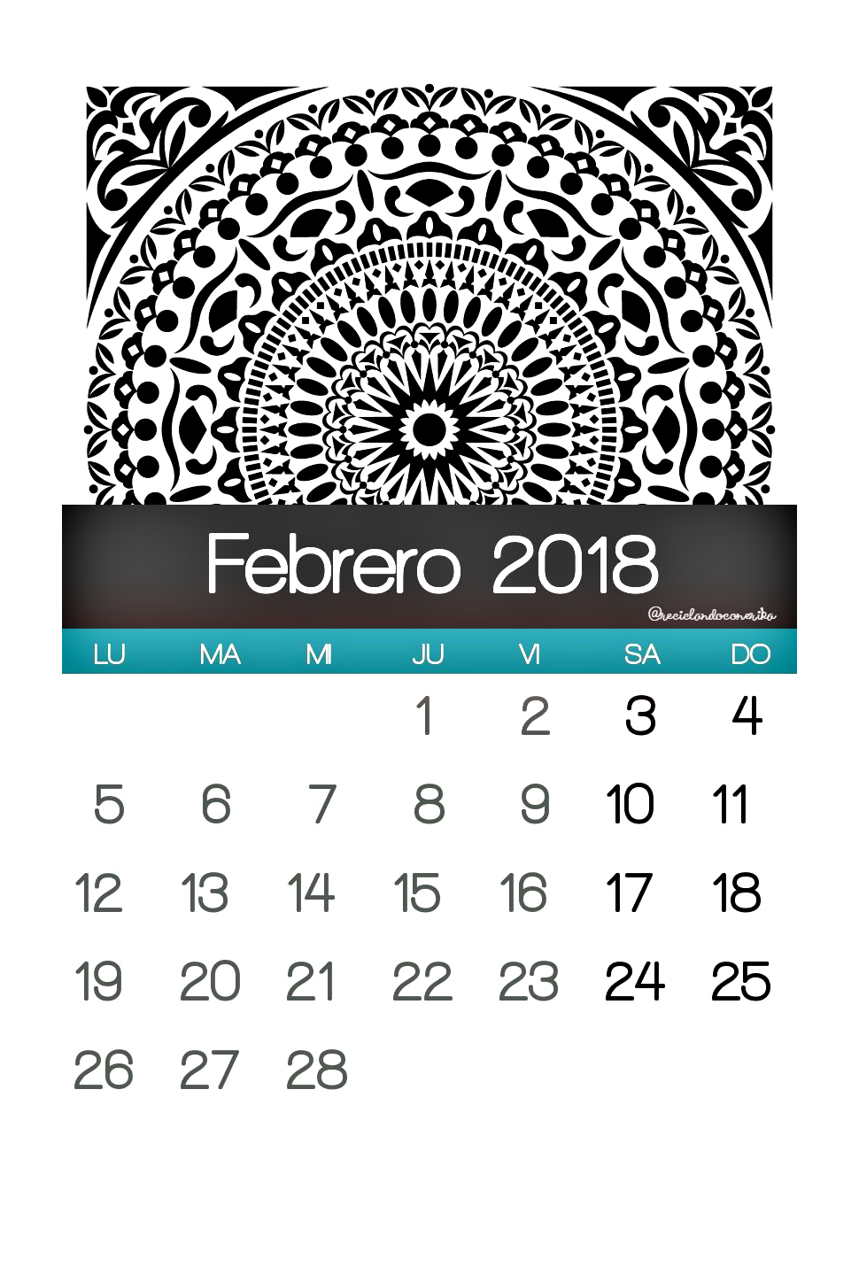 Descarga mandalas 2018: calendario e impresiones HD