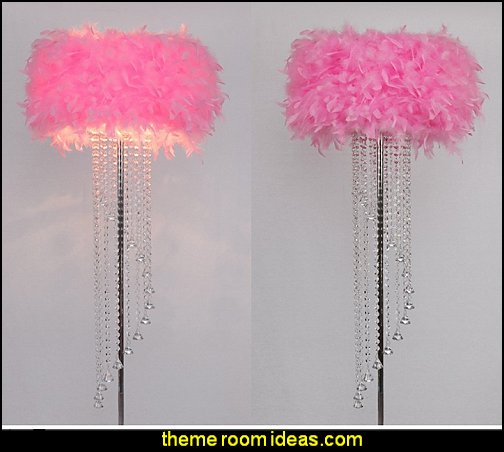 pink fluffy table lamp