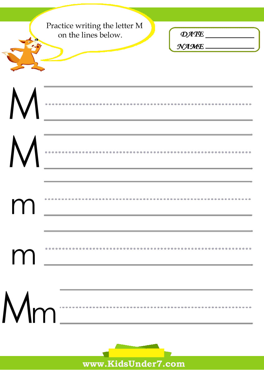 Kids Under 7: Alphabet worksheets.Trace and Print Letter M