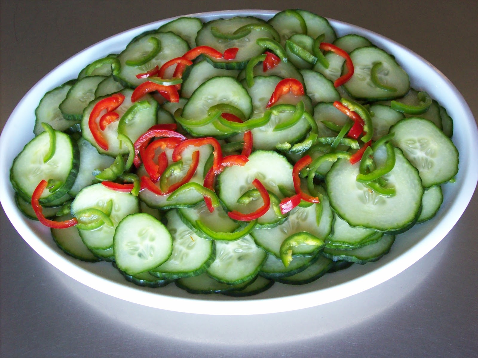 red or green? cucumber & chiles salad