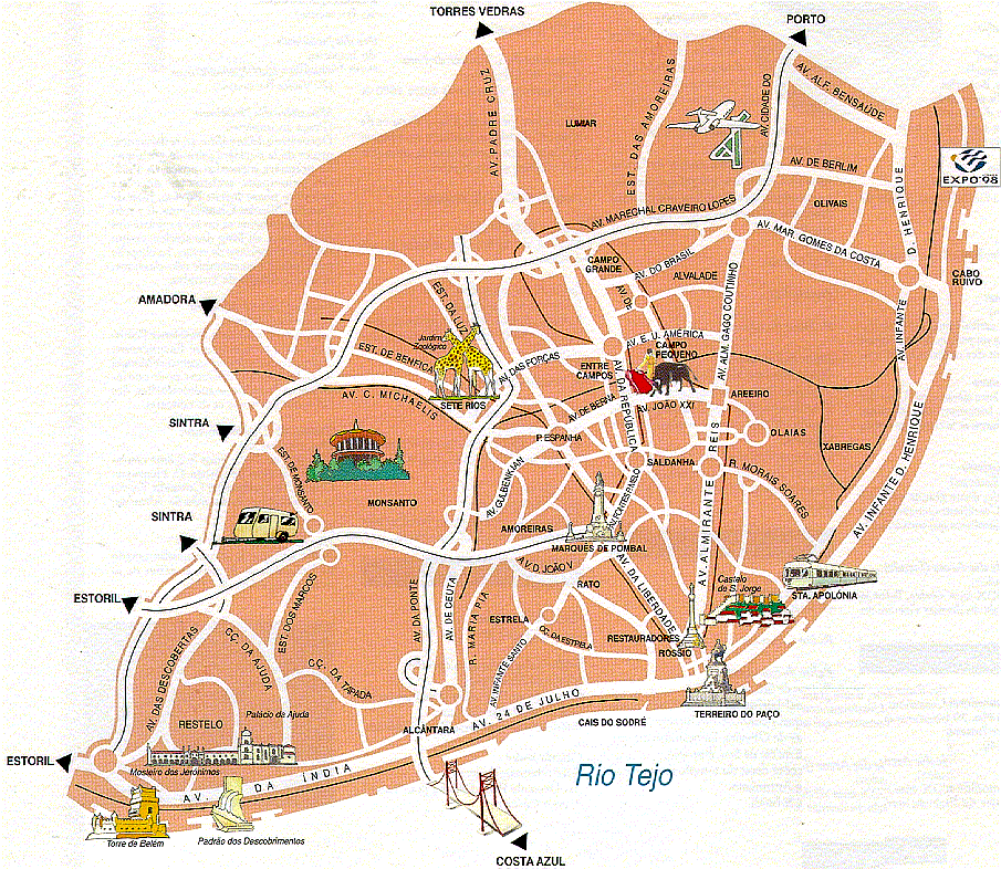 Map Of Lisbon Portugal Free Printable Maps