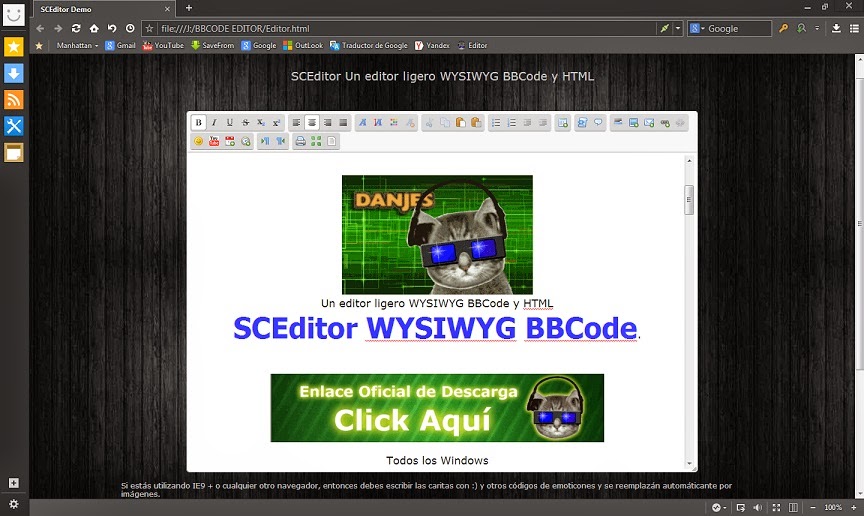 SCEditor Editor en WYSIWYG de BBCode y HTML - Identi