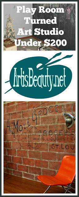 artisbeauty.net DIY wall Mural Vintage Cinder block, advertising, before and after Ghost wall painting project
