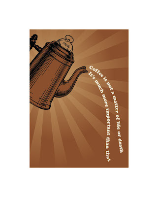 vintage coffee pot pouring poster text