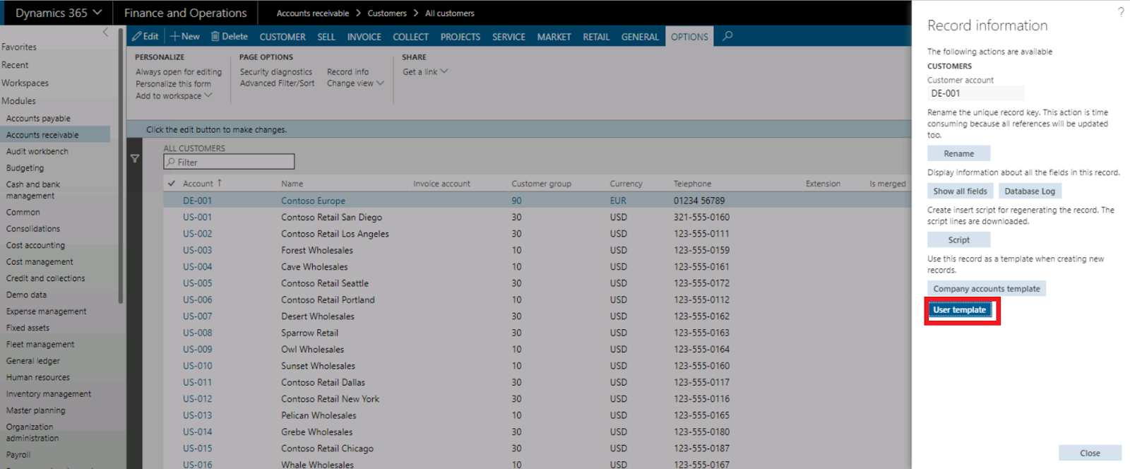 how to create customer vendor template in dynamics 365 finance customer record template