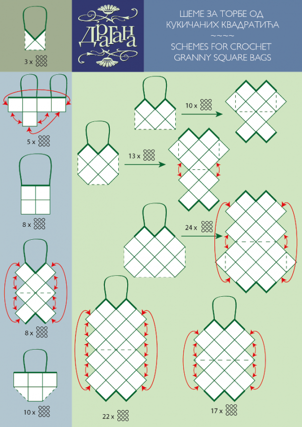 Krulstaartje: Alle maten tassen van granny squares!