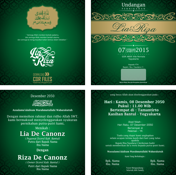 Undangan Lux Hijau Template CDR CorelDraw File Free