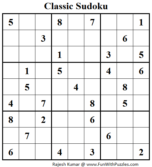 Classic Sudoku (Fun With Sudoku #43)