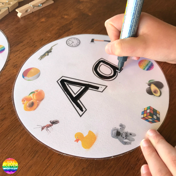 Initial Sounds Alphabet Circles - practice differentiating between beginning letter sounds while building fine motor skills and correct letter formation | you clever monkey