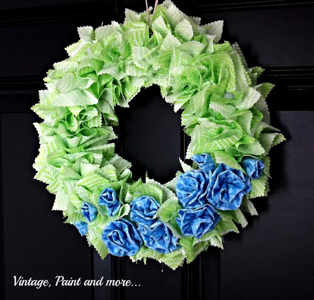 diy fabric wreath with fabric rosettes
