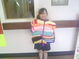 my gorgeous megan helping to deliver blankets to local childrens ward xxxx