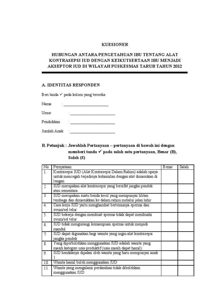 contoh pertanyaan kuesioner wood scribd indo