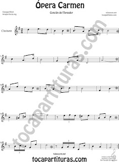 Clarinete Partitura de Ópera Carmen de Georges Bizet  Sheet Music for Clarinet Music Score