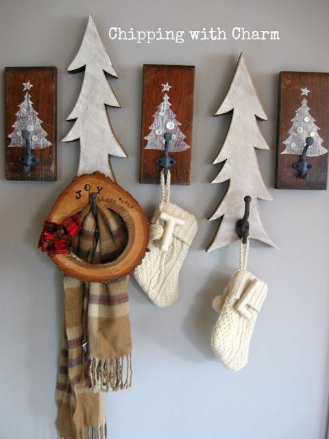 Chipping with Charm: Embellished Tree Hooks using Sign Old Sign Stencils...www.chippingwithcharm.blogspot.com