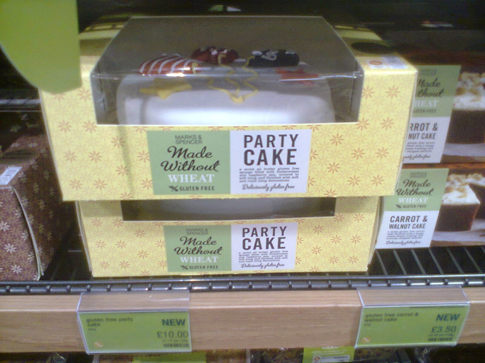 The Marks and Spencer Made Without Wheat 'Party Cake'. I hope I get one of these on my next birthday.